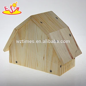 Wholesale high quality wooden bird house natural outdoor hanging wooden bird house W06F012
