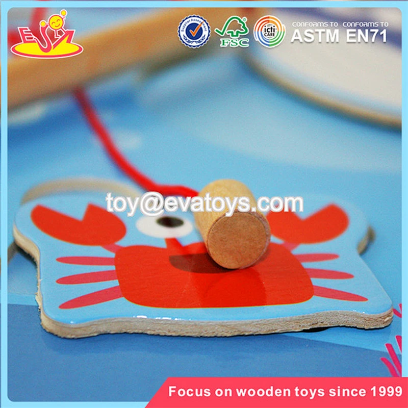 hot-selling kid wooden puzzle game wooden fishing toy for children W01A005