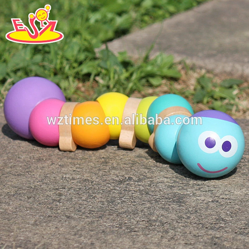 2018 Wholesale wooden caterpillar toy baby wooden caterpillar toy children wooden caterpillar toy W01B034