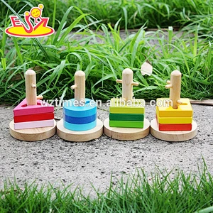 Großhandel hot baby holz stapeln geometrische blöcke spiel neue mode kinder holz stapel geometrische blöcke spielzeug