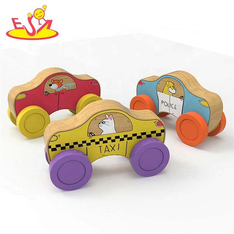 2019 New arrival funny small wooden toy cars for preschoolers W04A410