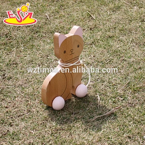 2018 wholesale kids wooden cat toy car funny baby wooden cat toy car high quality children wooden cat toy car W05B140