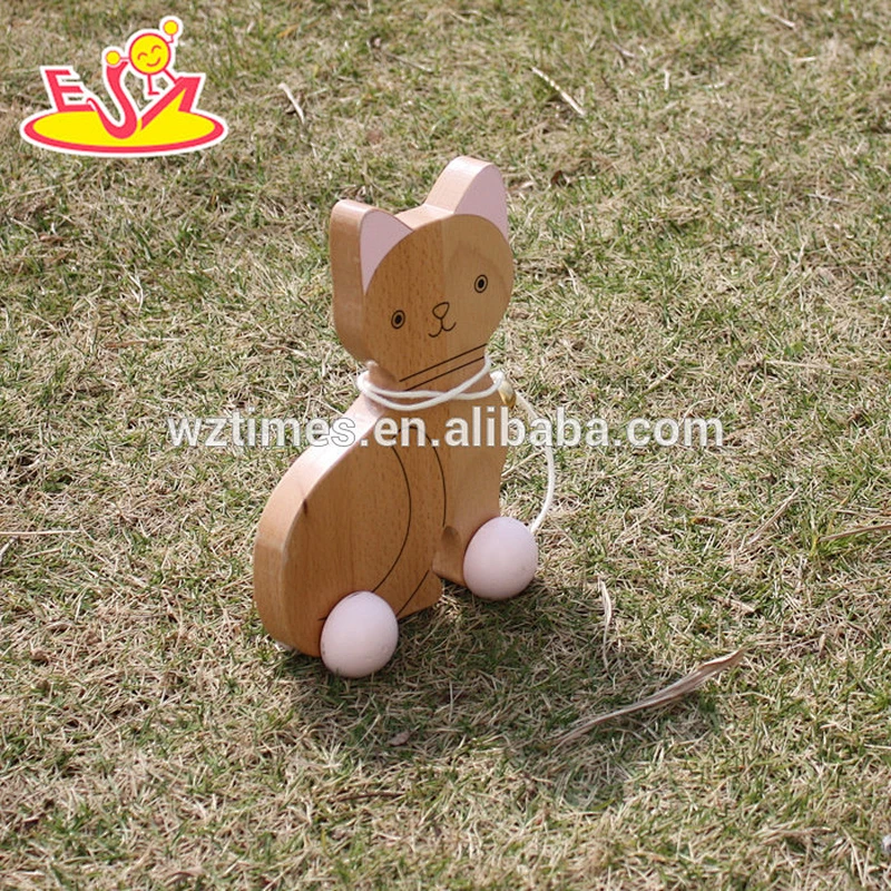 2018 wholesale kids wooden cat toy car funny baby wooden cat toy car high quality children wooden cat toy car W05B140