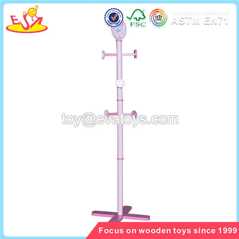 Wholesale lovely wooden clothes standing hanger top quality kids wooden clothes standing hanger W09B010