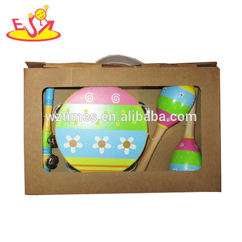 Wholesale useful children wooden musical instrument set toy contains xylophone rattle and so on W07A038