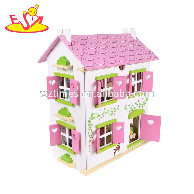 Casa de muñecas en miniatura de madera con muebles de simulación para niños W06A253