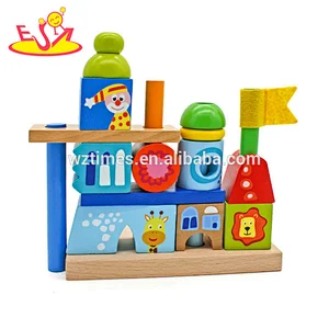 Educational creative city buildings wooden toys building blocks for kids W13A139