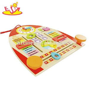 Wholesale useful wooden calendar toy for baby for learning date weather and time W09F001