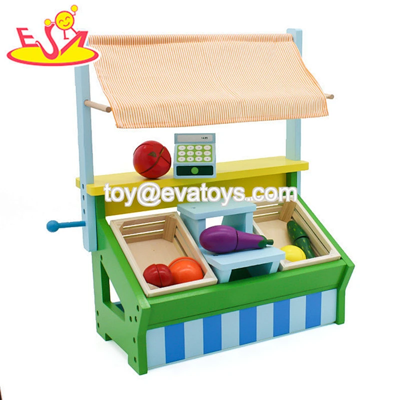 2019 New design kids wooden cashier machine toy for pretend play W10A099