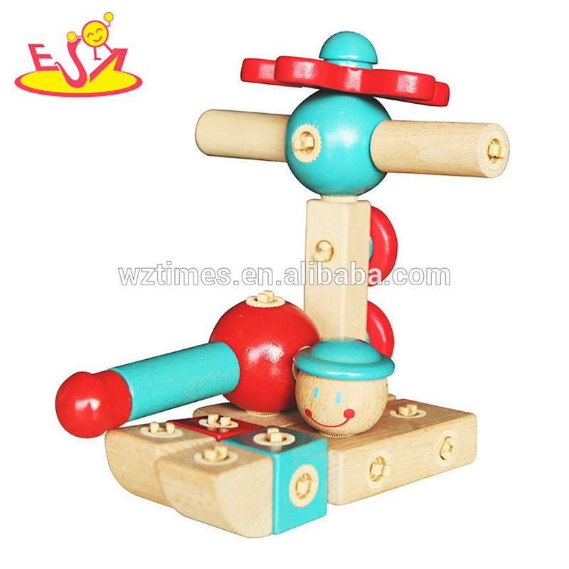 Wholesale diy kids educational wooden assemble toys for baby W03B074