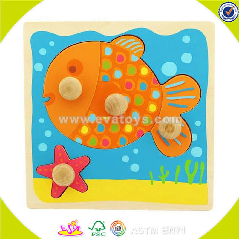 Wholesale high quality wooden fish puzzle toy cute 3d wooden fish puzzle game lovely toddler 3d wooden puzzle toy W14M061