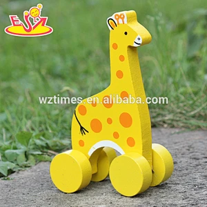 2018 New design baby wheels wooden giraffe toy most popular kids wooden giraffe toy cheap children wooden giraffe toy W04A319