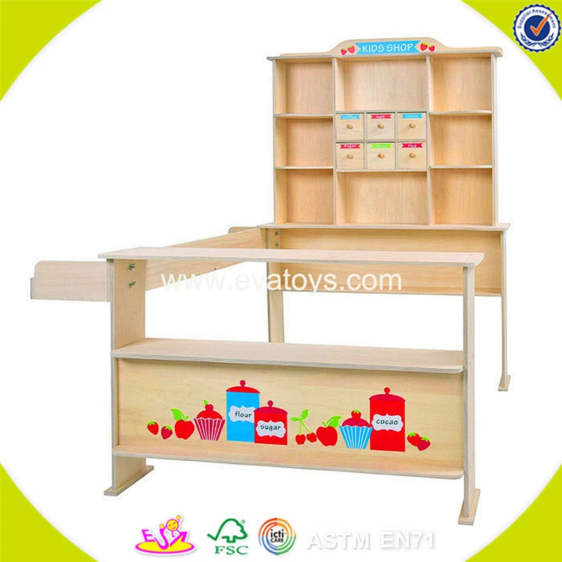 wholesale educational wooden kids supermarket toy for role play W10A055