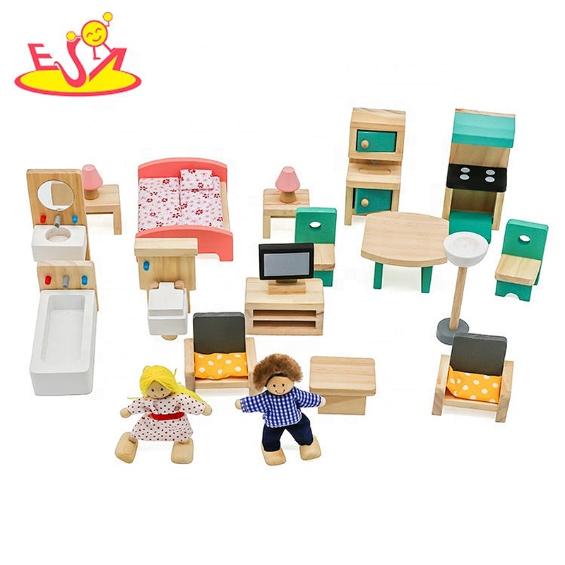 Most popular 3 floors girls wooden dolls house with lift W06A372