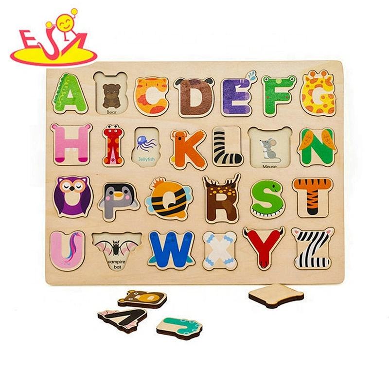 2019 New arrival educational matching wooden abc puzzle game for toddlers W14B109