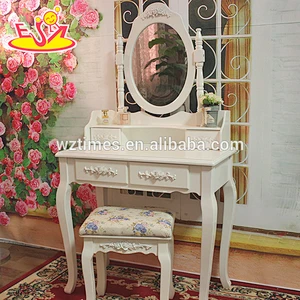 2018 New design wooden make up vanity, white solid wooden make up vanity, best design wooden make up vanity W08H059