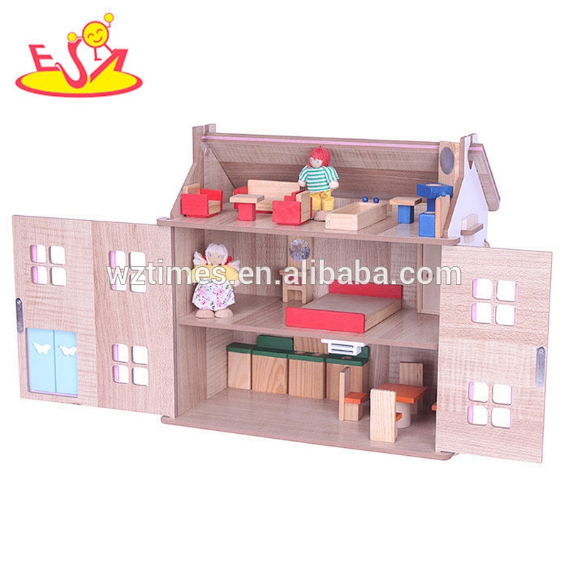 wholesale cheap baby wooden toy house role play children wooden toy house W06A130