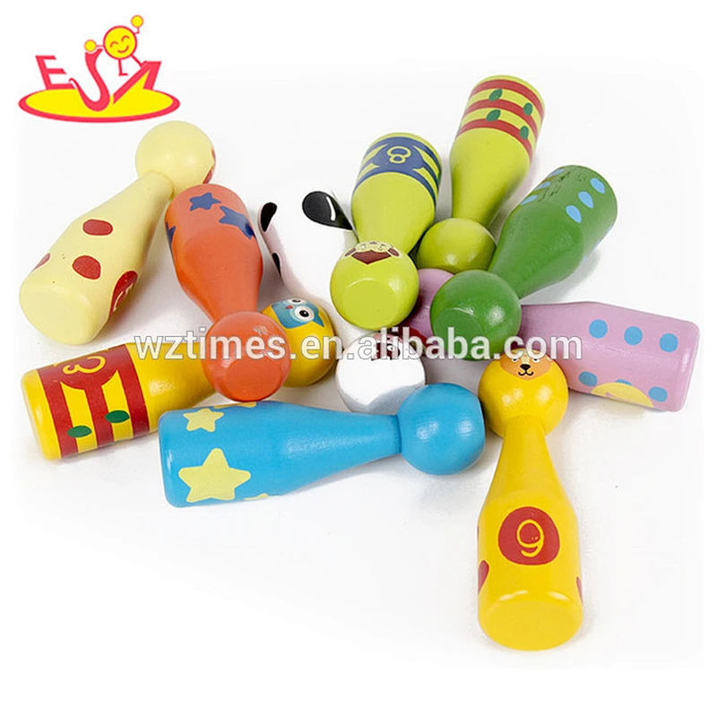 Wholesale indoor game wooden bowling toy for kids W01B076