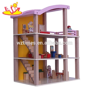 wholesale top fashion baby wooden doll house most popular children wooden doll house W06A128