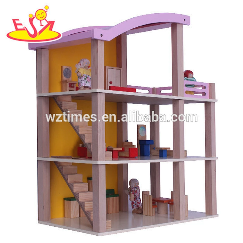 wholesale top fashion baby wooden doll house most popular children wooden doll house W06A128