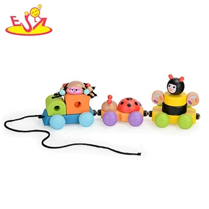 2019 Top fashion baby wooden push and pull train set for wholesale W05B183