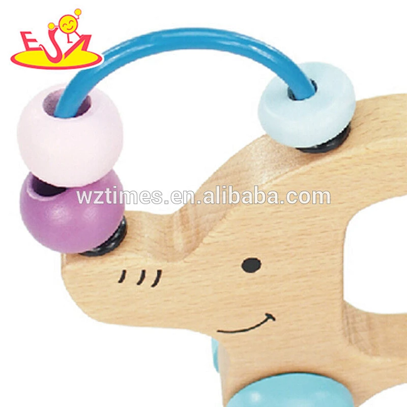 Wholesale lovely elephant shape wooden mini animal beads toy for baby W01B026