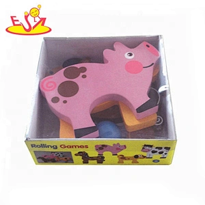 Top sale funny wooden mini animal toy for baby W13E029