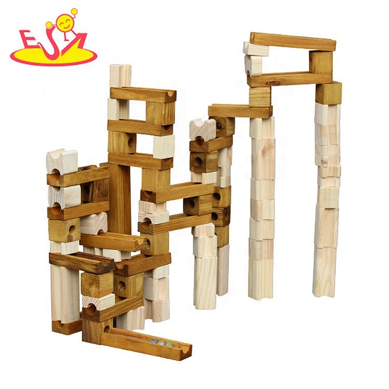 2019 New arrival 39 PCS educational wooden marble run set toy for kids W04E086
