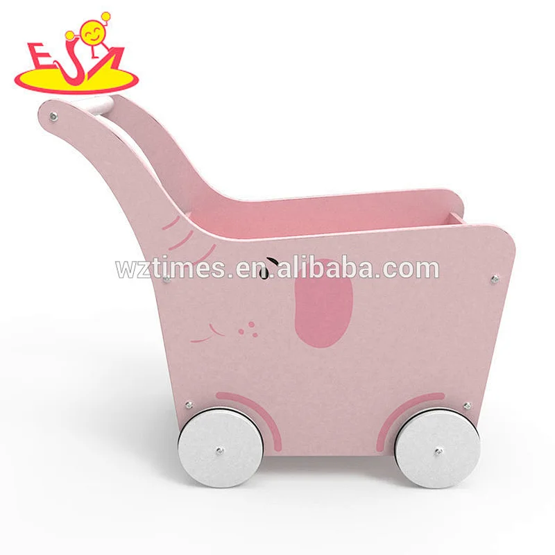 2018 Neues Original Design rosa Elefant Holzwagen für Baby W16E095