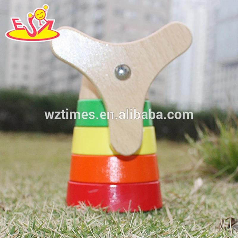 Top sale funny kids wooden rainbow stacking blocks toy for wholesale W13D110