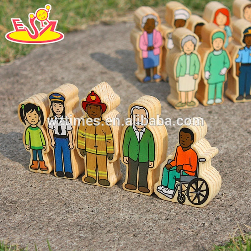 Wholesale early learning 42pcs wooden puppet doll toy hot sale wooden puppet doll toy for baby W06D067