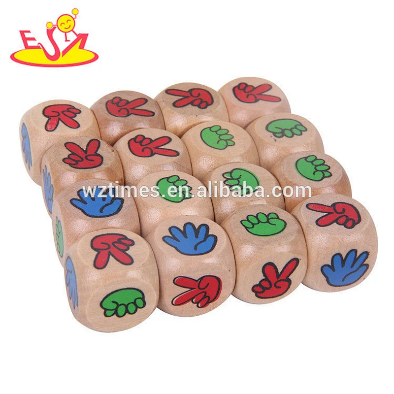 2018 wholesale children's educational 20mm Custom Wood Printed Dice W01A320