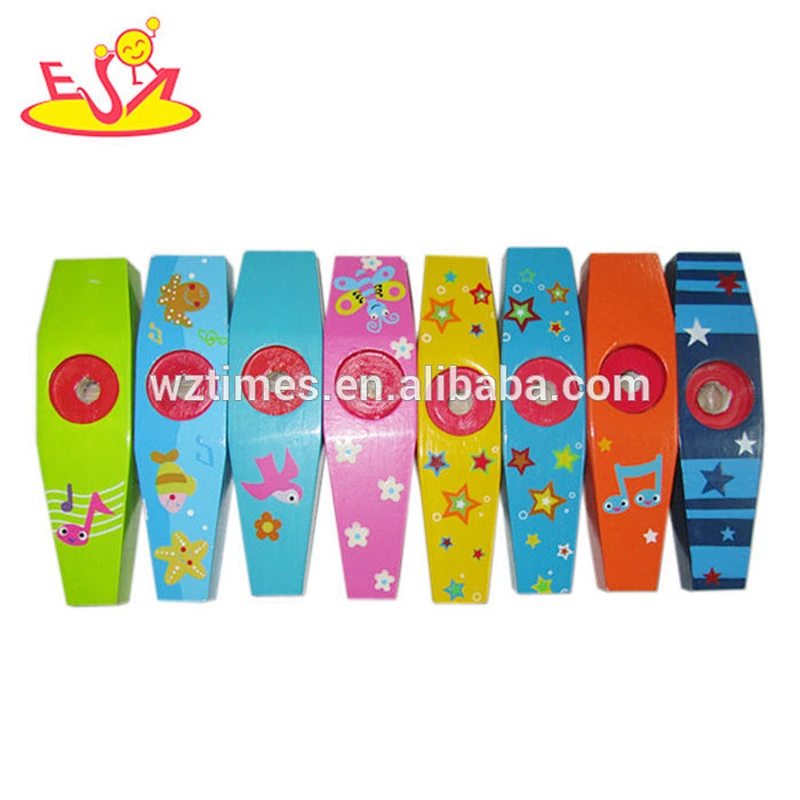 Wholesale colorful musical toy multi type wooden kazoo toy for children W07D007