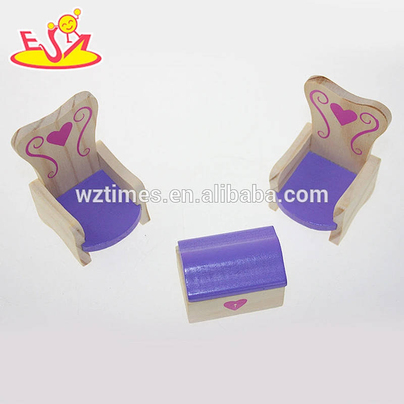 Wholesale most popular wooden dollhouse bedroom furnitures toy for baby W06B029