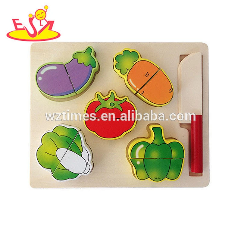 2018 wholesale kids wooden cutting vegetables toy simulation baby wooden cutting vegetables toy cutting vegetables toy W10B162