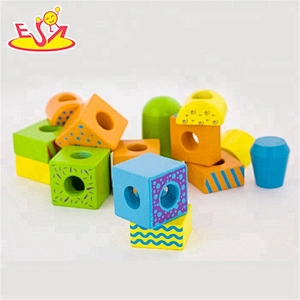 Wholesale funny assemble wooden blocks train toy for kids W05B059