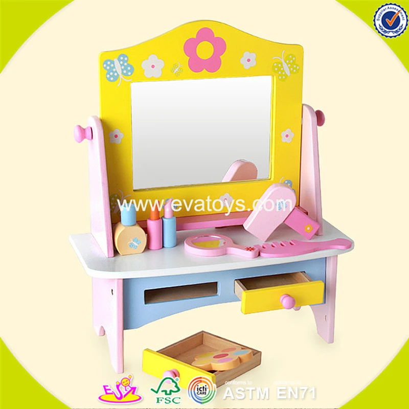 2018 New design wooden makeup table toy mini wooden makeup table toy baby wooden makeup table toy W08H070