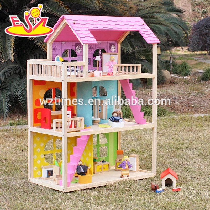 wholesale high quality children wooden newly dollhouse top fashion baby wooden newly dollhouse W06A170
