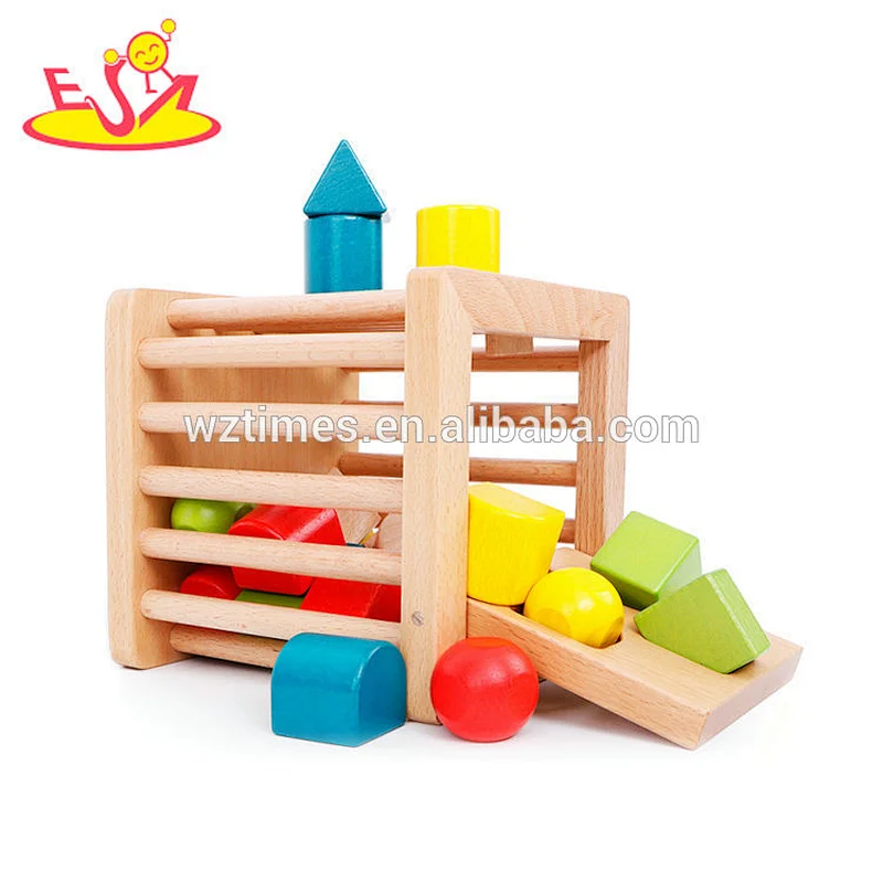 Wholesale top fashion wooden different shapes geometric blocks toy for children W12F024