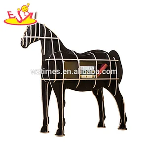 Wholesale high quality children wooden horse black bookshelf for sale W08D068