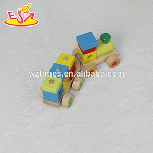 2018 wholesale baby wooden train block funny kids wooden train block new fashion children wooden train block W04A261