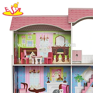 2018 Wholesale preschool kids wooden doll house set W06A248