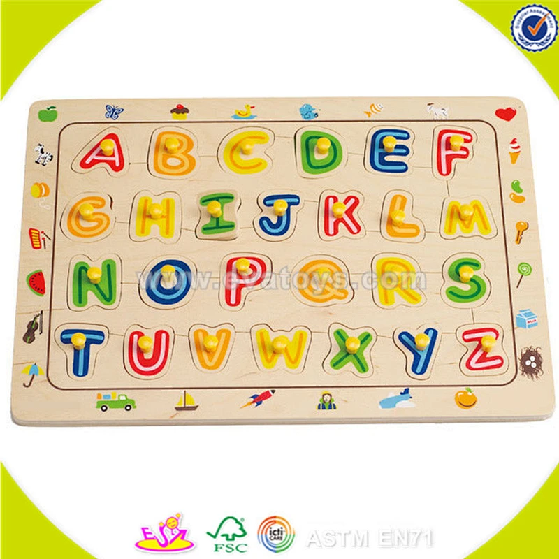 wholesale alphabet puzzle wooden educational toys for kids W14B048