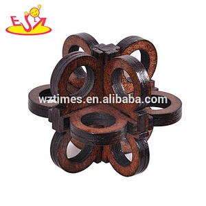 Wholesale early education traditional wooden 3d unlocked puzzle toy for kids W11C036
