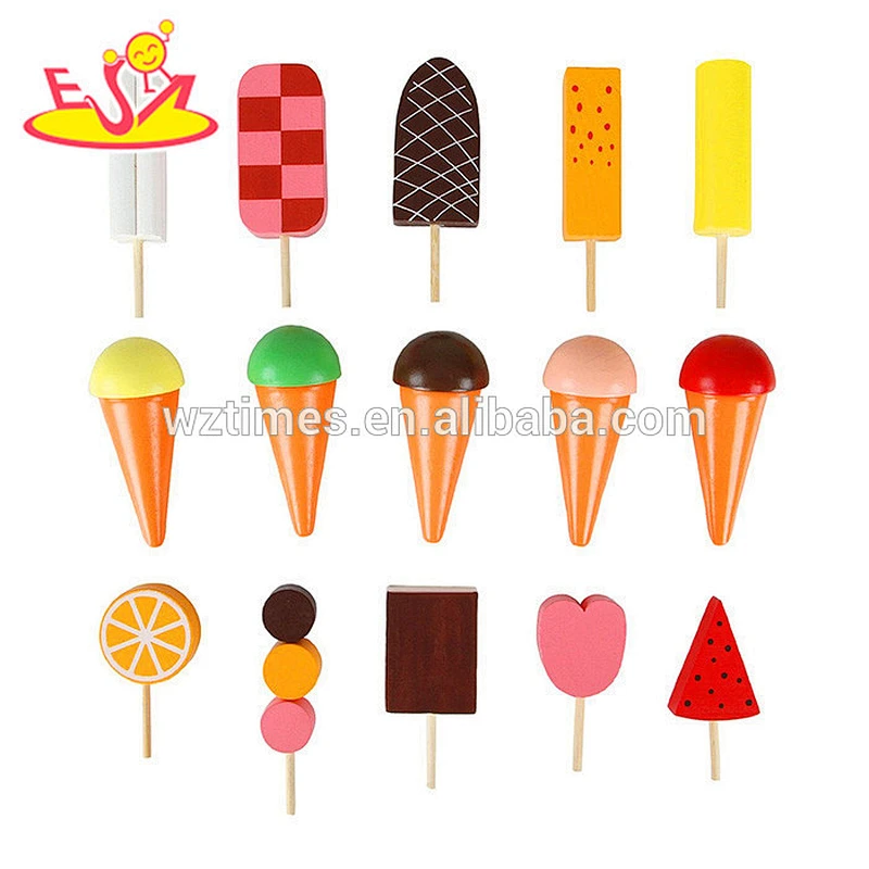 2018 wholesale baby wooden ice cream cone toys DIY kids wooden ice cream cone toy children wooden ice cream cone toys W10B172