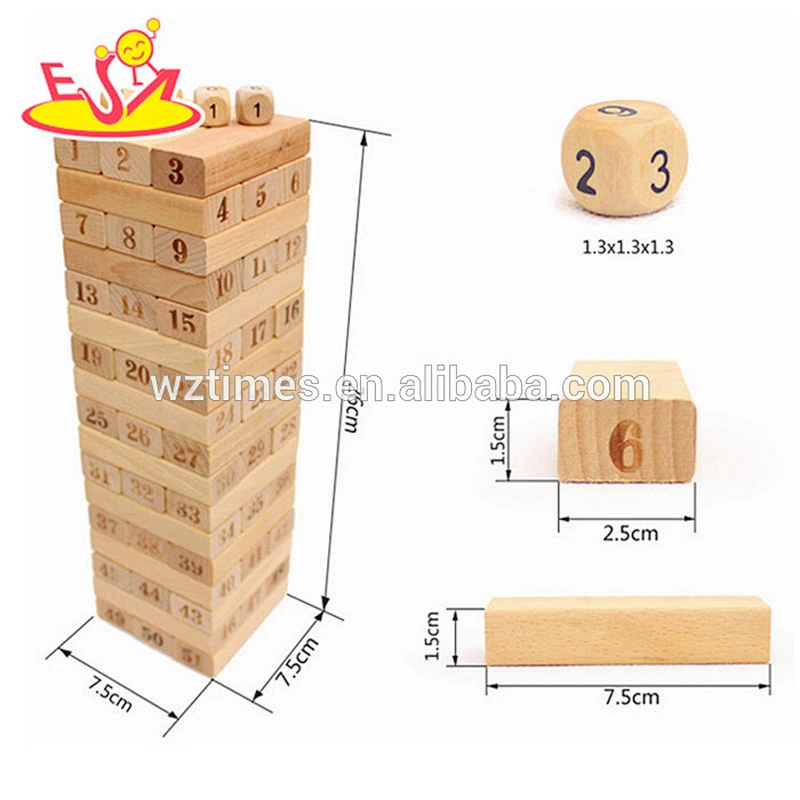 Großhandel 51 STÜCKE pädagogisches baby stapeln ziegel spiel lustige hölzerne stapel ziegel spiel spielzeug kinder holzblöcke W13D149