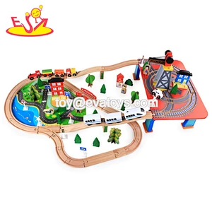New arrival educational 100 PCS wooden toy trains for kids W04C159