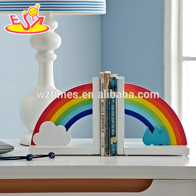 2018 wholesale kids wooden rainbow bookends new design children wooden rainbow bookends nursery wooden rainbow bookends W08D065