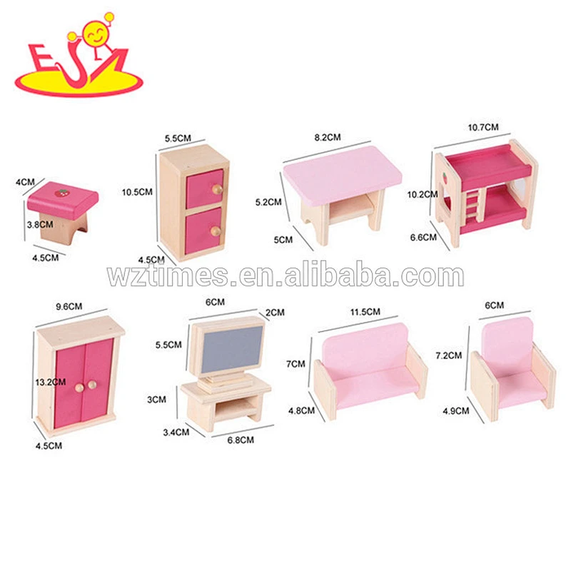 Interessantes Baby-Rollenspielspiel des Rosas hölzernes hölzernes Puppenhaus für Mädchen W06A261