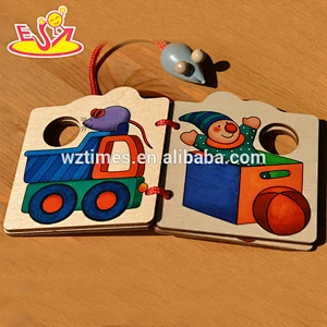 wholesale top fashion colored kids wooden educational book for sale W12E010